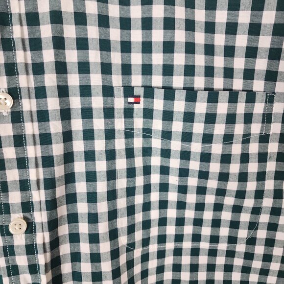 Tommy Hilfiger Green Gingham Checks Cotton Stretch Button Front Shirt - Picture 2 of 5